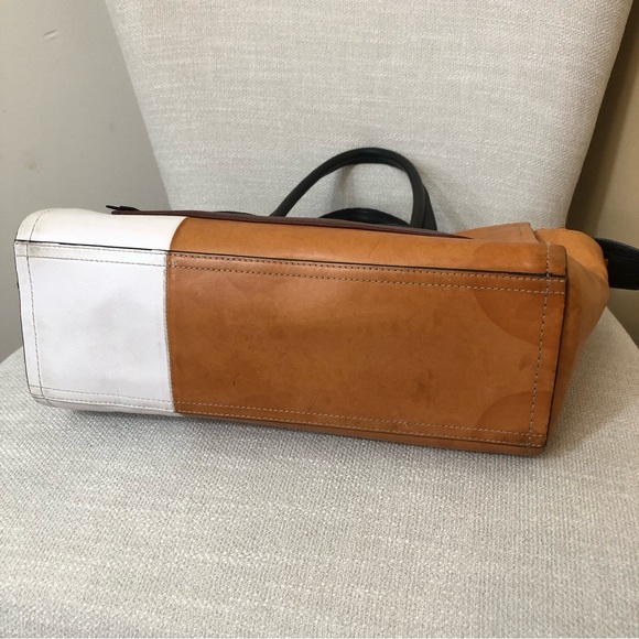 Coach Bleecker Brown Black White Colorblock Riley Carryall Tote Handbag - Picture 7 of 16